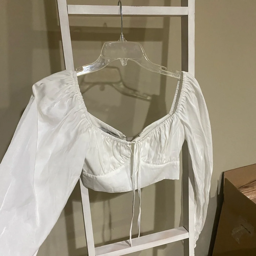 Adika Ivory Puff Sleeve Blouse-XS-47 - Picture 1 of 5